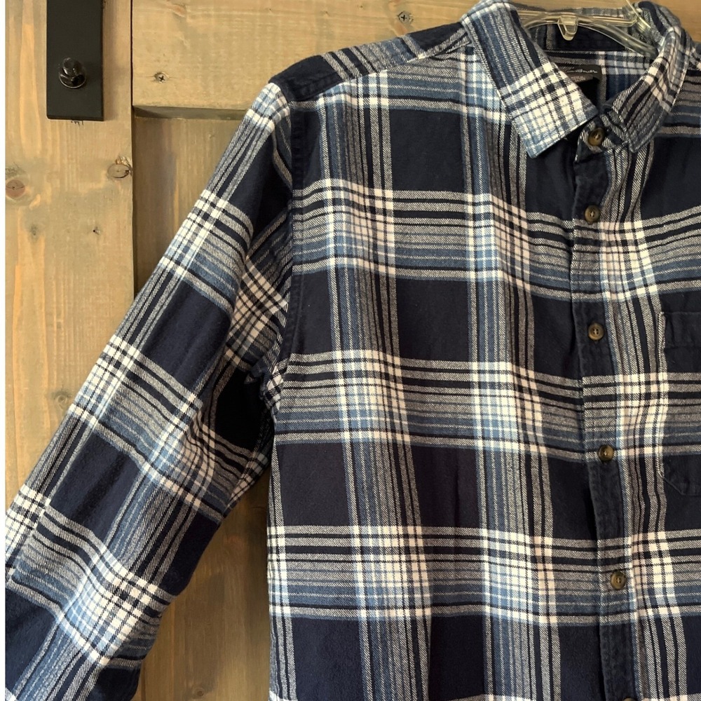 Eddie Bauer‎ Shirt Men's Size XL Blue White Plaid Flannel Long Sleeve Button Up - Picture 9 of 10